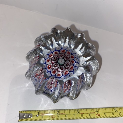 Vintage Millefiori Paperweight, Ribbed Melon Shaped Body - Picture 2 of 11