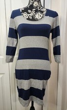 Forever 21 Gray And Blue Striped Short Dress M