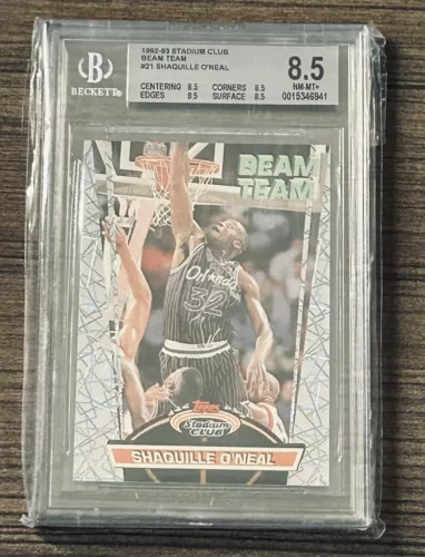 SHAQUILLE O'NEAL 1992-93 TOPPS STADIUM CLUB BASKETBALL BEAM TEAM RC #21 BGS 8.5