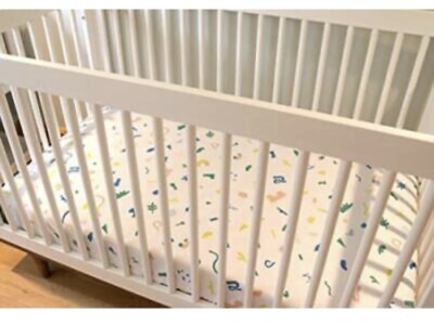 Juniper Berry 100% Organic Cotton Jersey Fitted Crib Sheet Geometric. New