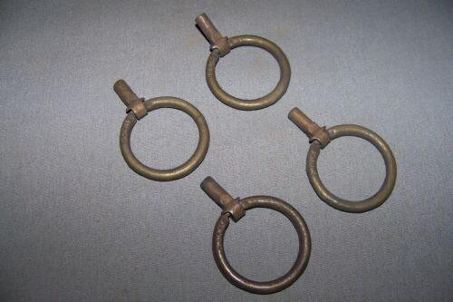Four, Vintage, Small, Brass, Furniture Ring Pulls, With Attractive Design - Picture 3 of 6