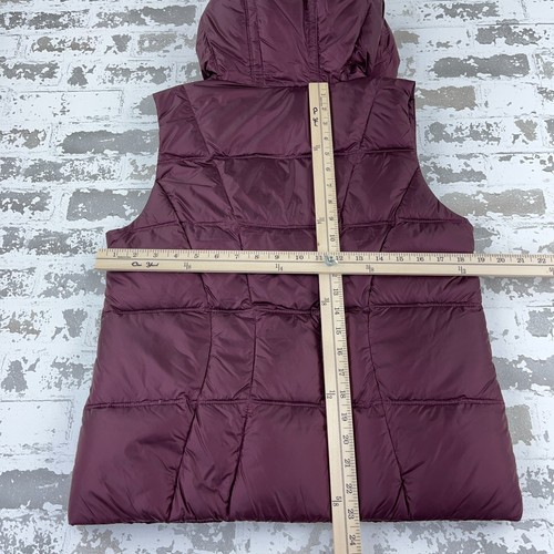 Eddie Bauer Puffer Vest Women Medium Purple Red Goose Down Fill EB550 Jacket - Picture 6 of 9