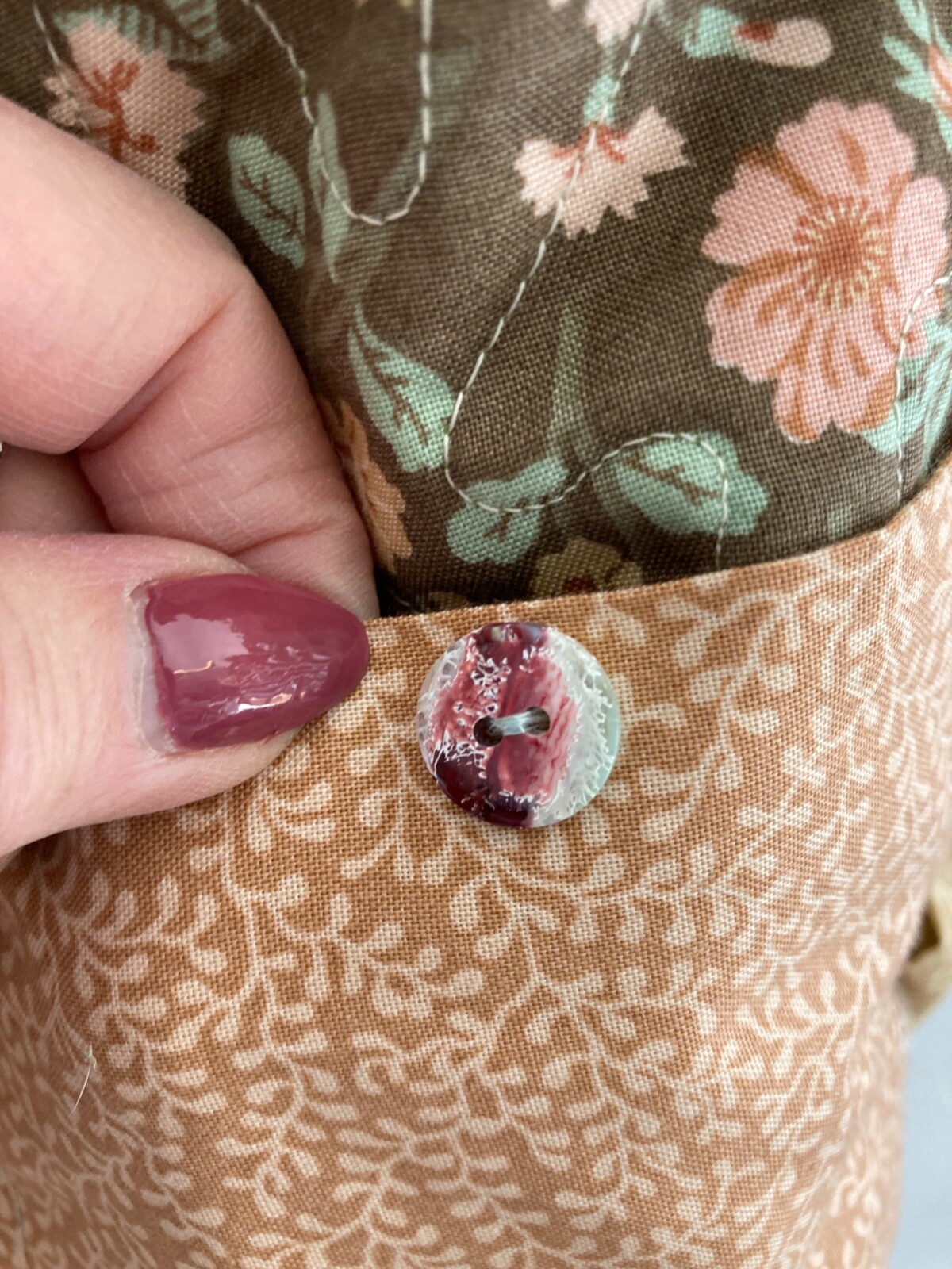 QUILTED BACKPACK DRAWSTRING CLOSURE PASTEL CALICO… - image 3