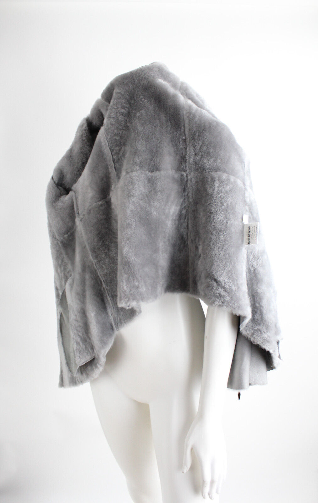 Gray Luxury Lambskin Shearling Foldover Collar Bi… - image 9