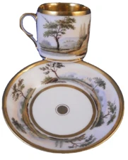 Antique 19thC Old Paris French Porcelain Scenic Cup & Saucer Vieux porcelaine #2