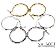 cerchi argento 925 orecchini anelle baionetta pirata 19mm uomo donna bambina