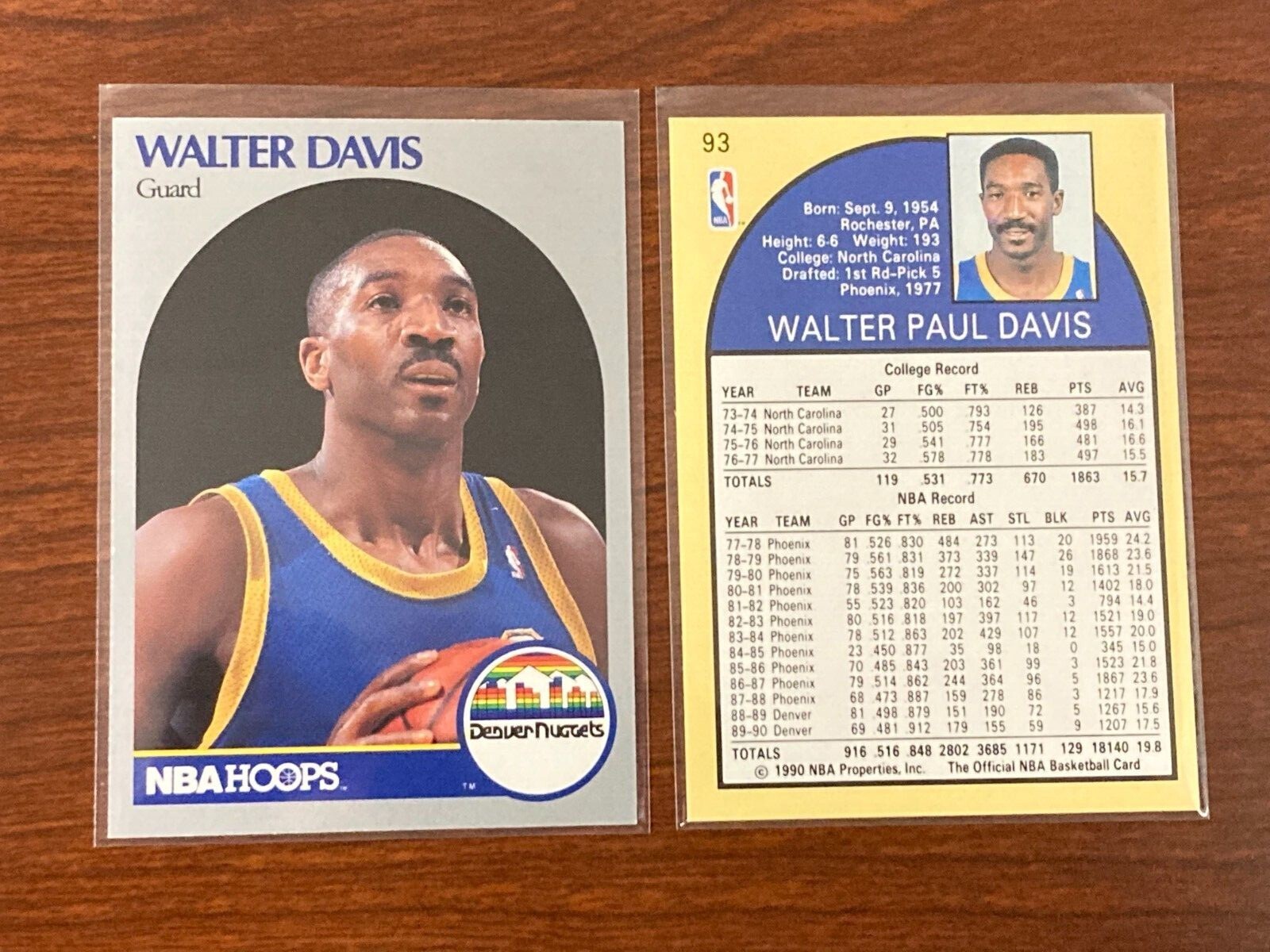WALTER DAVIS 1990-91 HOOPS DENVER NUGGETS CARD #93
