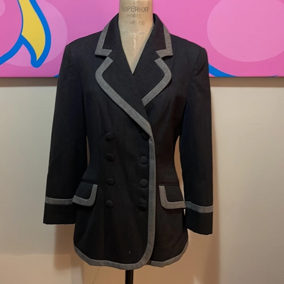 Chaqueta Moschino Barata Chic Gris Lana Doble Pecho De Colección Foto 2 de 4