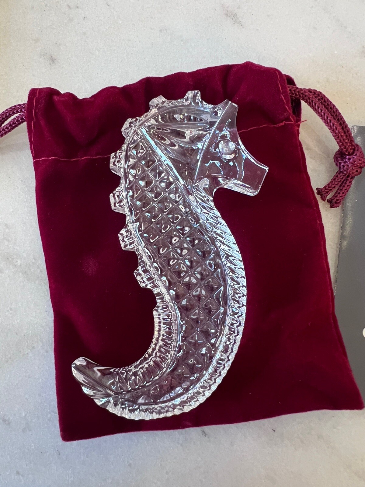 Waterford Crystal Seahorse Hand Cooler Paperweight Figurine 3.5 "