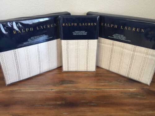 Ralph Lauren Annadale Meade Tonal Sand 4 Pc Queen Sheet Set Flat Fitted Cases