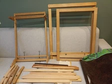 Set of three Vintage Wooden Sweden  Weaving tapestry Looms Väv Linda in working