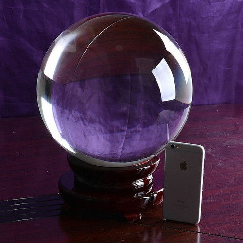 200mm Huge Asian Rare Quartz Clear Magic Crystal Healing Ball Sphere +wood Stand - Picture 3 of 5