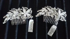 New Woman's Rhinestone Floral  Silver/Cry Hair 2 Combs Prom Wedding Accessories 