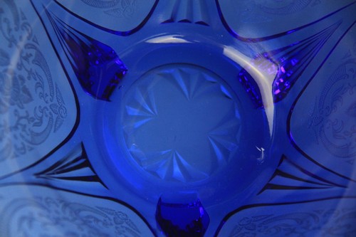 Vintage Hazel Atlas Cobalt Blue Royal Lace 10" Footed Bowl - Picture 4 of 17