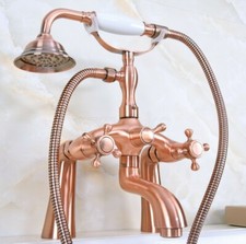 Antique Red Copper Deck Mount Clawfoot Bath Tub Faucet w/ Handshower Zna154