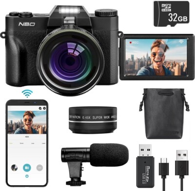 NBD Digital Camera 4K 16X 48MP WIFI Point and Shoot Camera W/ Len for YouTube