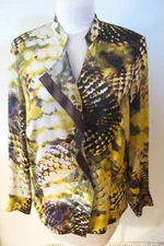 BASLER POLYESTER MULTI-COLOR MODERN ART PATTERN LONG SLEEVE BLOUSE SIZE 38