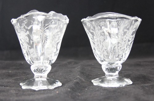 Vintage HEISEY geätztes ELEGANTES Glas Orchideenmuster SAHNEKÄNNCHEN & ZUCKERDOSE  - Bild 3 von 12
