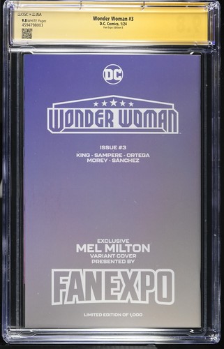 CGC 9.8~Wonder Woman #3 SIGNED Mel Milton Trade Virgin Variant Justice League JL - Picture 3 of 6