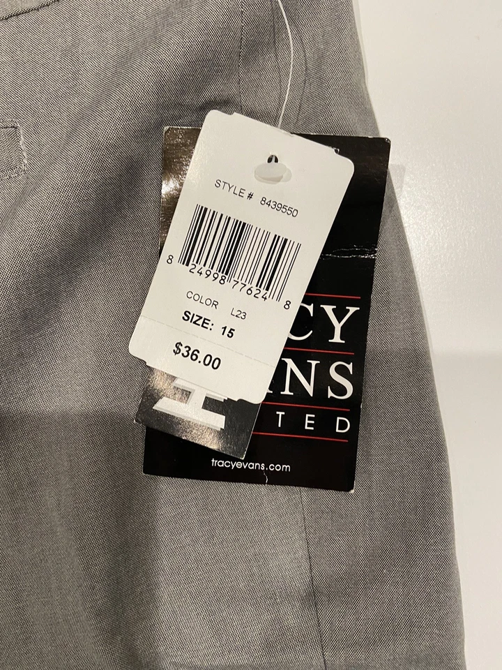 Pantalones Cortos Tracy Evans Gris Cinturón Negro Elastizado Mujer Talla 15 Nuevos con Etiquetas Venta al por menor $36 Foto 3 de 4