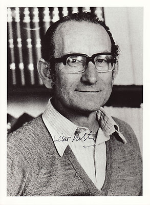 César Milstein Originalautogramm auf Großfoto Nobel  Medizin 1984 autograph