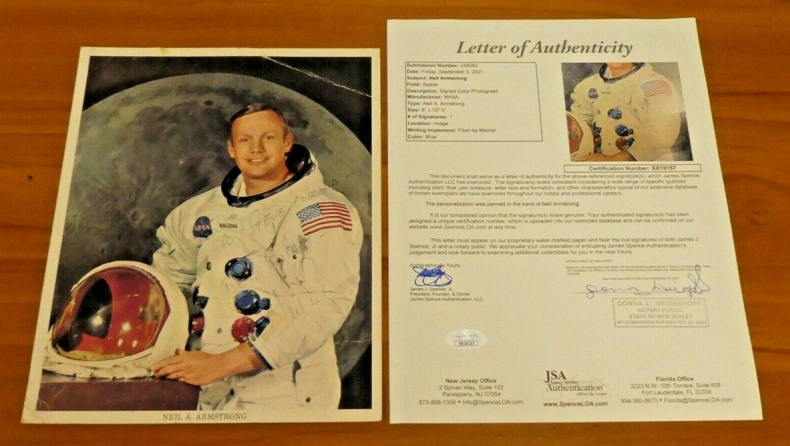 Neil Armstrong Autographed Signed Astronaut 8X10 Nasa Photo With Full JSA Letter