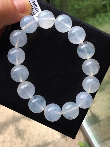 14.7mm Natural Clear White Blue” Feather ”Quartz Crystal Bracelet AAA - 第 1/2 張圖片