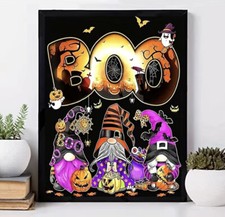 5D DIY Diamond Painting Kits Adults Diamond Art Gnome Pumpkin and Witches Boo
