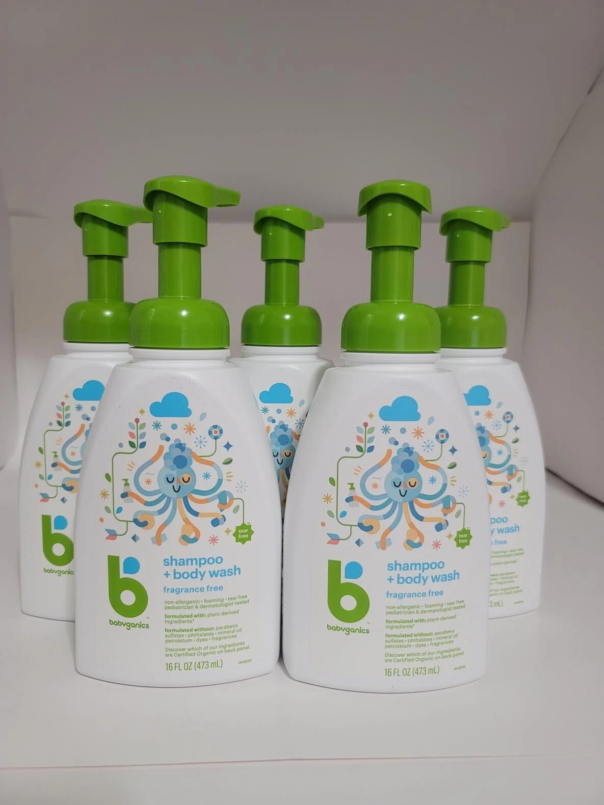 Pack of 5- Babyganics Baby Shampoo + Body Wash Pump Bottle - Fragrance Free
Opens in a new window or