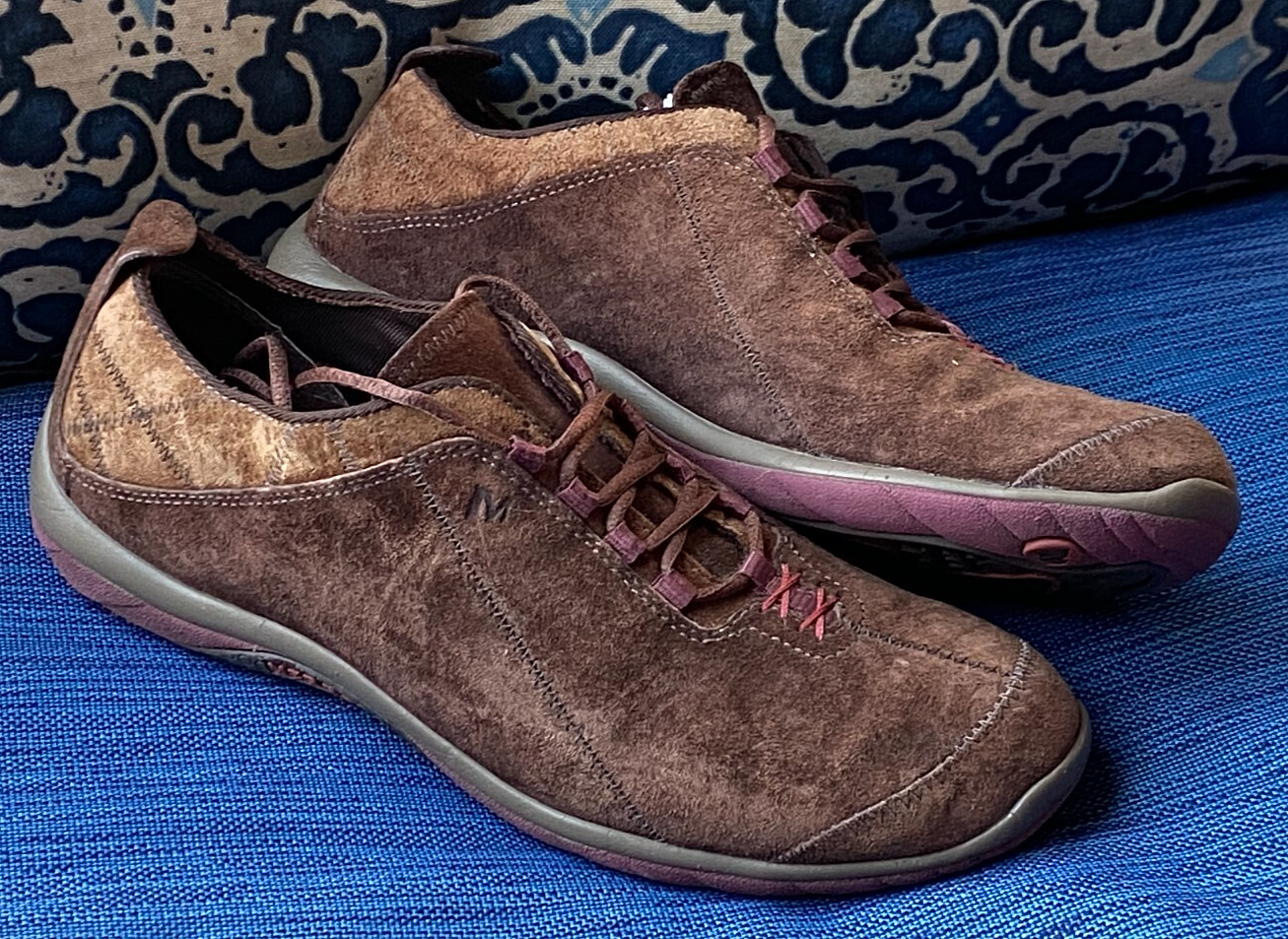 !WOW! Scarpe vintage donna taglia 8 MERRELL ellisse caffè chicco camoscio marrone