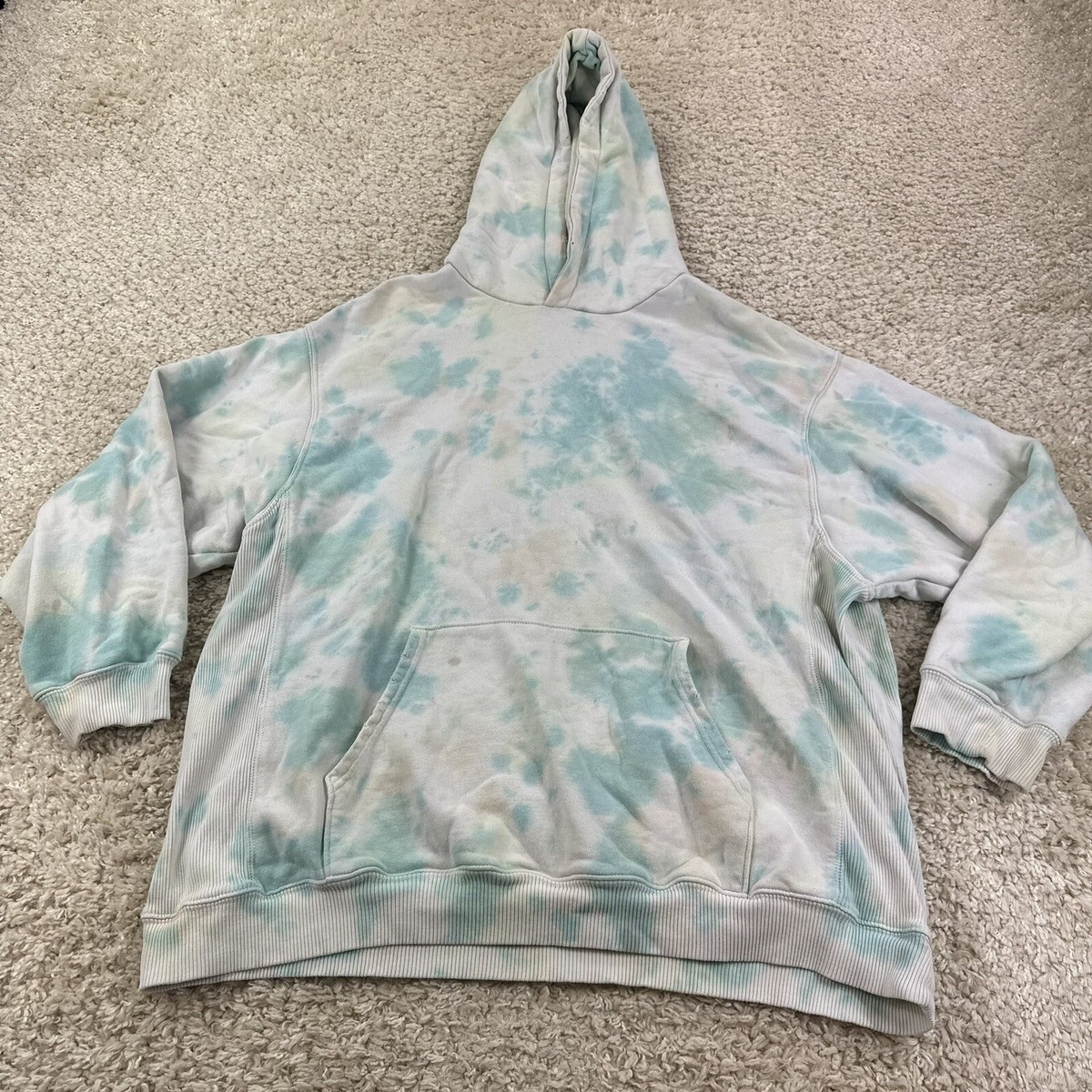 Aerie Womens Size XL Hoodie Sweatshirt Blie White Tie Dye