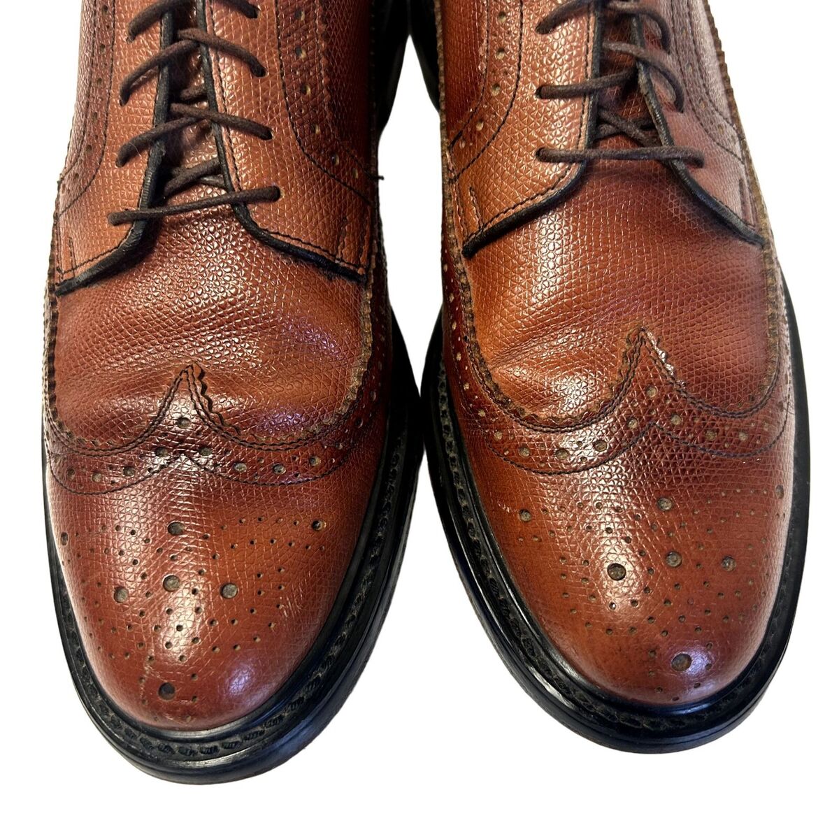 Vtg 60's Sears Men COGNAC Pebbled Leather DRESS Shoe Long Vtg 60's Sears Men COGNAC Pebbled Leather DRESS Shoe Long