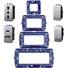 BTICINO LIVINGLIGHT TECH COMPATIBILE SILVER GRIGIO PRESA SCHUKO PULSANTE USB TV