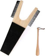  Wooden Boot Jack,shoe Puller Remover With Brush And Scraper,include 12