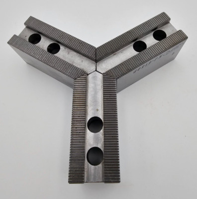 Soft Chuck Jaws 10'' x 2'' high Steel Pointed - 1.5mm x 60 deg Serr - Set/3 pcs.