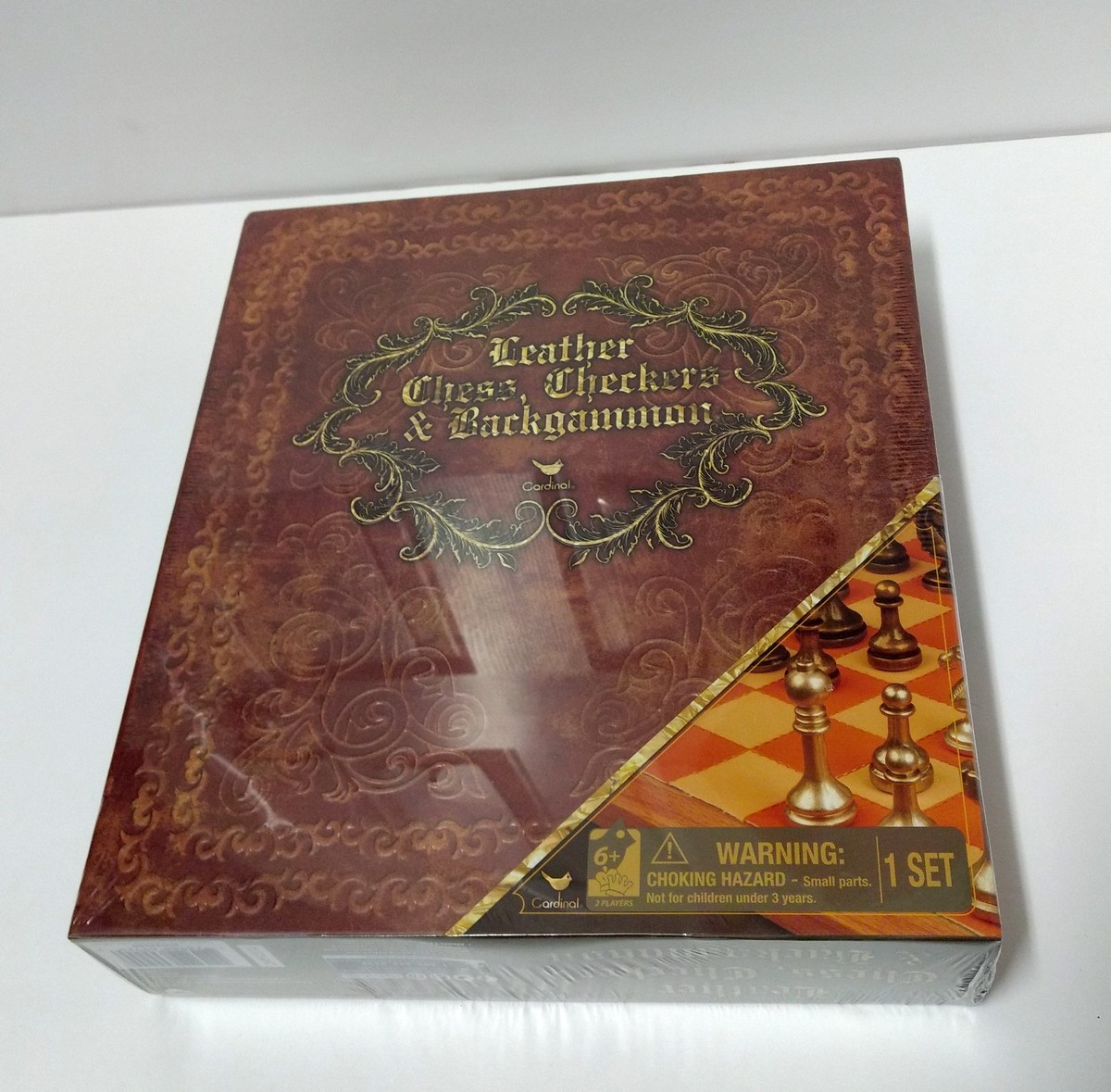 Cardinal Deluxe 3-Game Set Leather Chess Checkers & Backgammon Classic ...