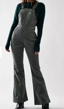 NWT Dead Stock Lee Vintage 70s Green Corduroy Bib Overalls Women's Flare Leg S