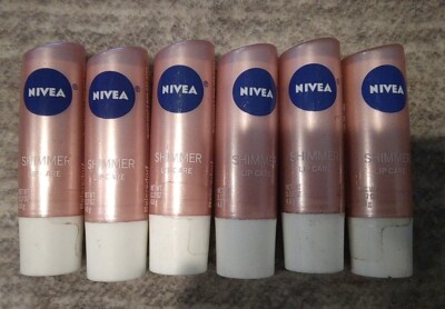 6 PACK Nivea Shimmer Radiant Lip Care Balm Stick 0.17 Oz  Discontinued 
