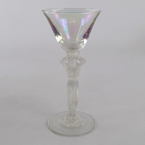 Juego de 7 vasos de cristal Bayel con tallos de Venus desnudos vidrio color bacante Francia - Imagen 11 de 11