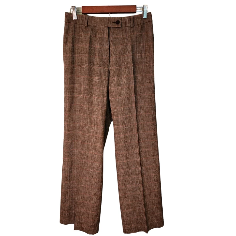 Pantalones para mujer Incotex Venezia 1951 talla 44 alta comodidad marrón a cuadros lana virgen Foto 3 de 4