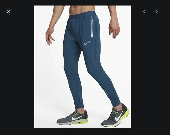 MENS M MEDIUM NIKE SWIFT FLEX 27 RUNNING DRI FIT PANTS BLUE SILVER 857840  425