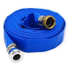 1.5" ID x 50 ft PVC Lay Flat Discharge Hose with Aluminum Fittings for Pools