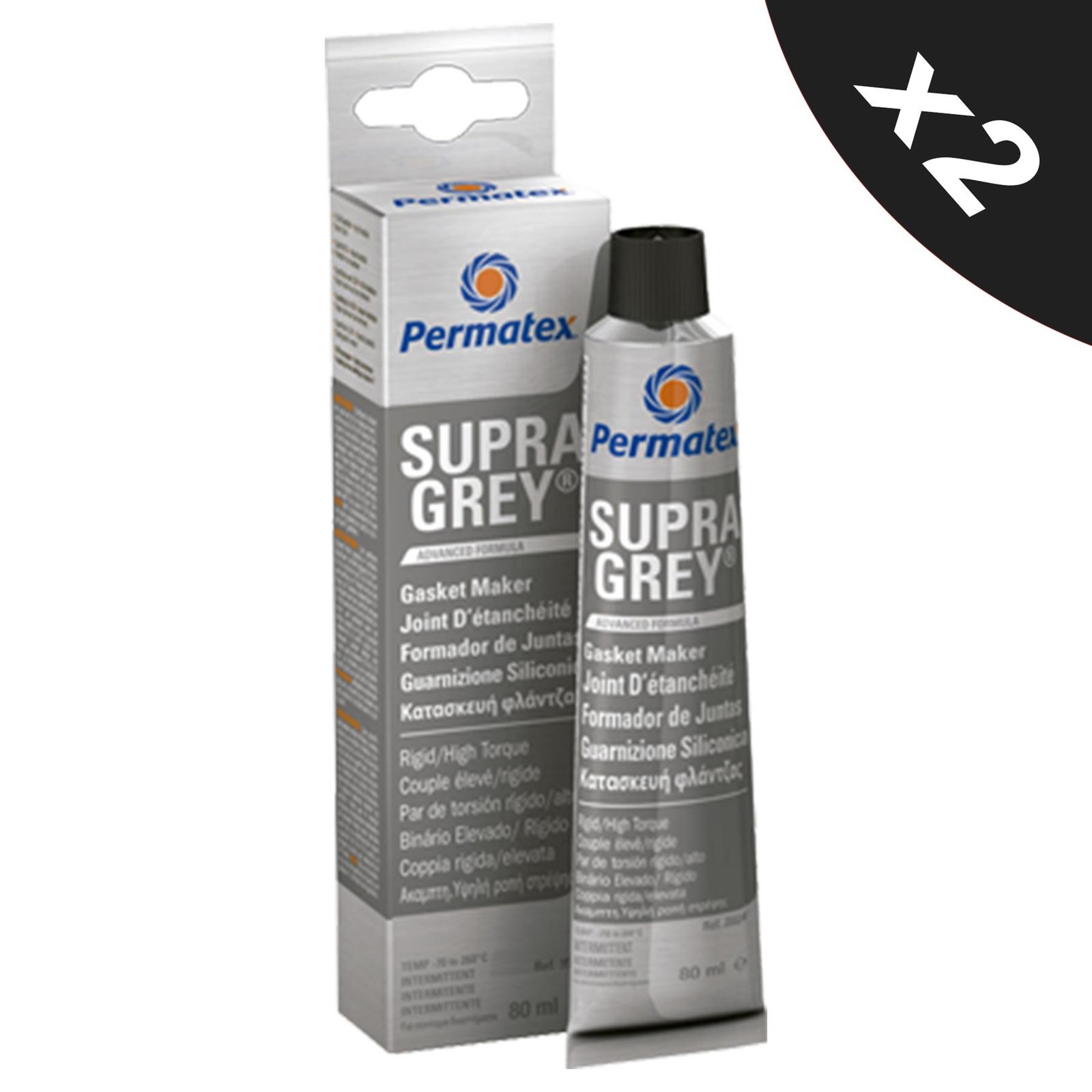 2x RTV Silicone Instant Gasket Maker Grey High Temperature Sealant 80ml OEM Spec
