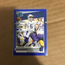 Ben DiNucci 2020 Donruss #350 Press Proof Blue Dallas Cowboys