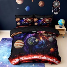 Twin Comforter Set,Colorful Space Comforter Set,Rainbow Colors Boys Girls Pla...