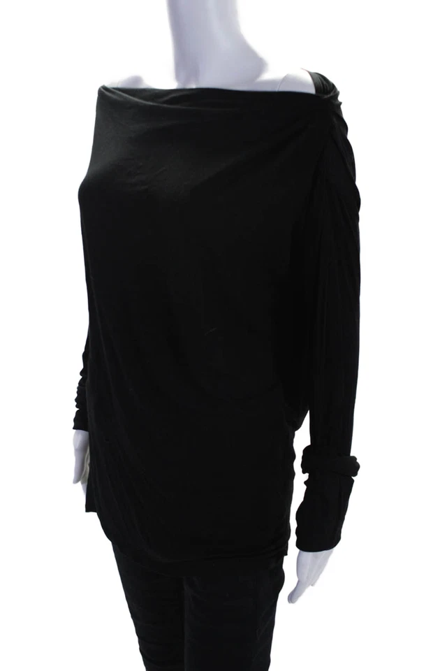 Feel The Piece Womens Long Sleeve Boat Neck Basic Top Black Size XS/S - Image 2 of 4