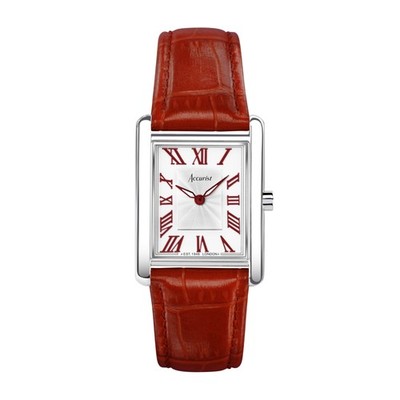 Accurist Rechteck 26 mm Damen Rechteckig Silber Analog Uhr mit rotem Armband
