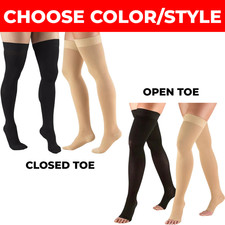 TruForm Ladies Thigh High Stockings 20-30mmHg Compression Choose Size Color Toe