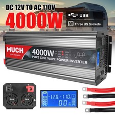 4000W Pure Sine Wave Inverter 12V to 110V 24V to 110V Power Home Car RV Solar