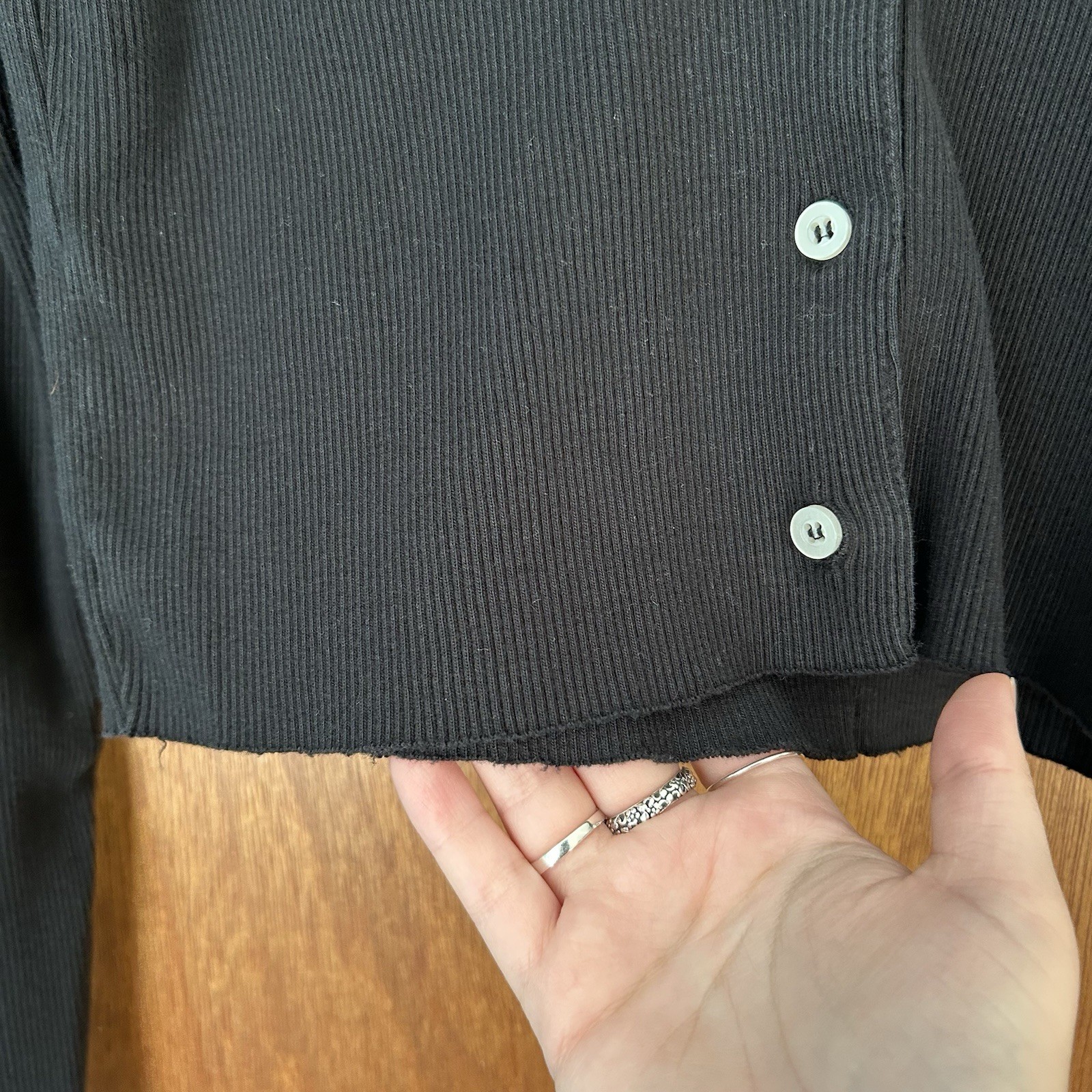 John Galt Brandy Melville 100% Cotton Black Long Sleeve Button Up Top Size Small